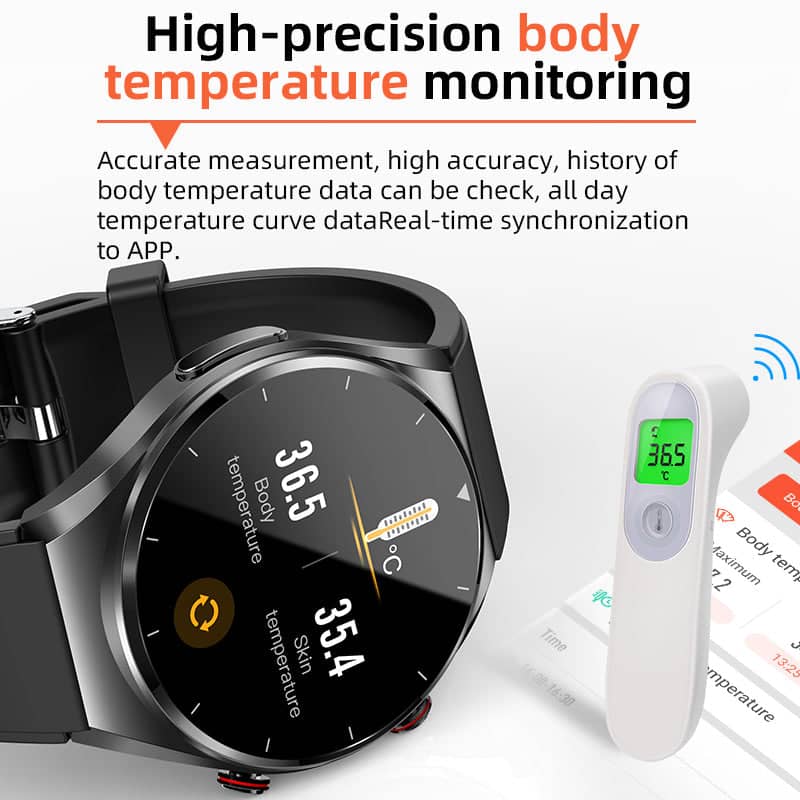 Wearclo | One-Click Blood Sugar Blood Pressure Ekg/Ekg Hrv Heart Monitoring Suga Pro Health Smartwatch