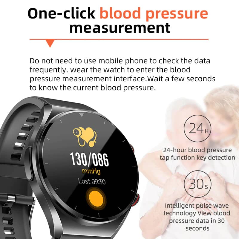 Wearclo | One-Click Blood Sugar Blood Pressure Ekg/Ekg Hrv Heart Monitoring Suga Pro Health Smartwatch