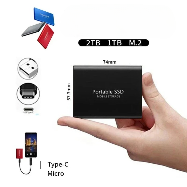 Wearclo | Portable SSD 128GB Hard Drive External Storage Compact Fast Best Quality