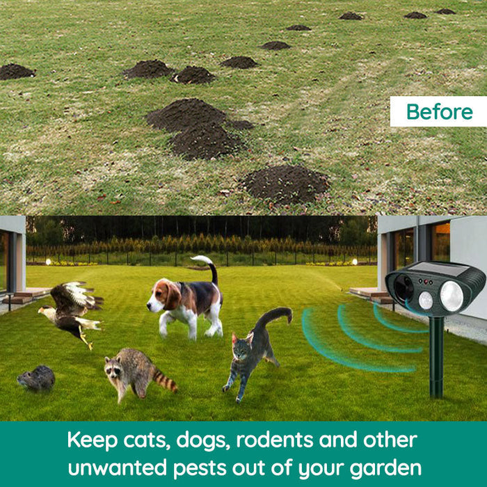 Wearclo | Raccoon Outdoor Ultrasonic Repeller - Solar-Powered Ultrasonic Animal and Pest Deterrent - Get Rid of Raccoons Within 48 Hours