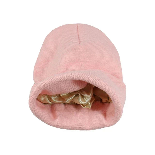 Wearclo | Satin Lined Knit Beanie - Winter Warmth & Hair Protection