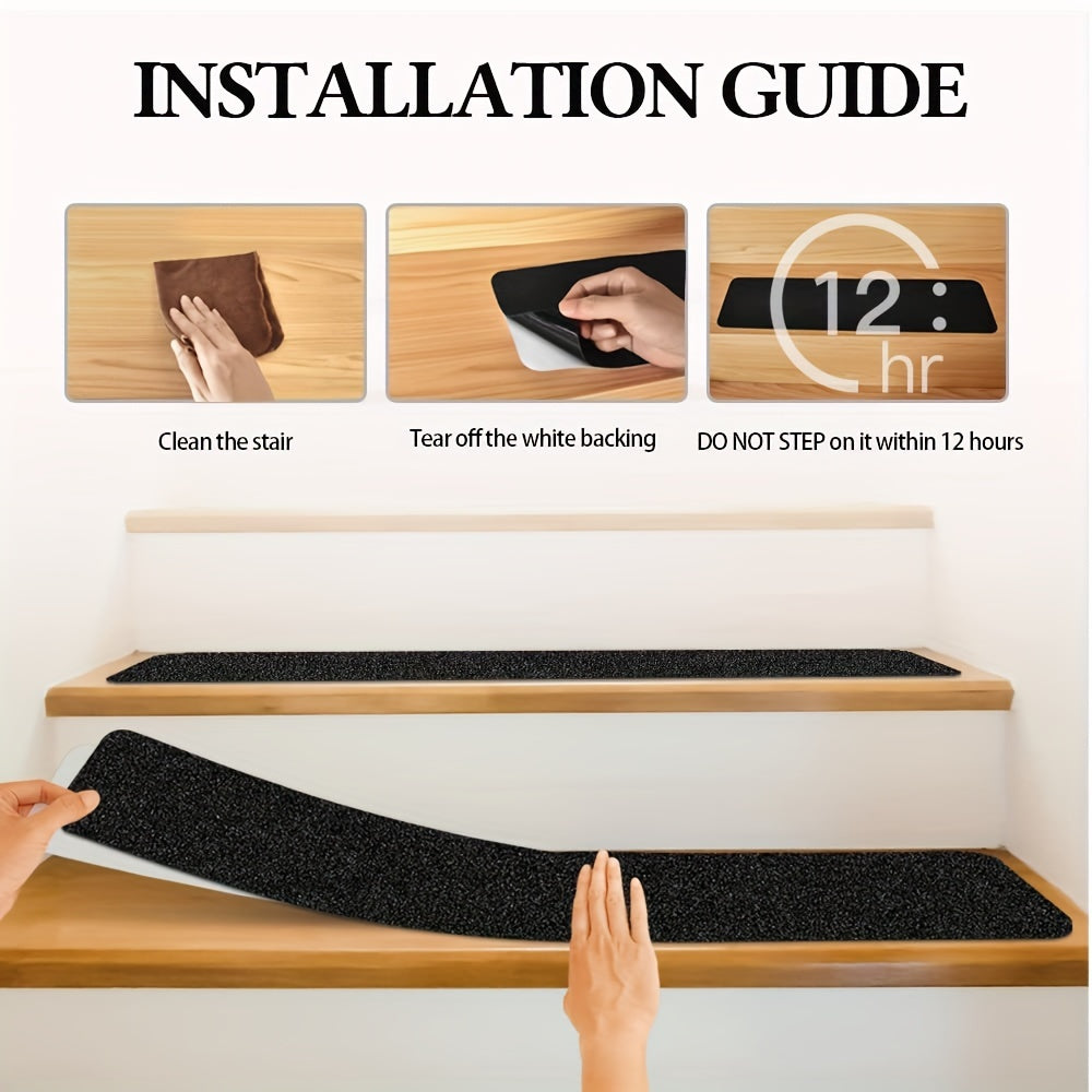 Wearclo | Slip-Resistant Stair Treads 10-pack – 6"x24", 80-Grit, Weather-Resistant
