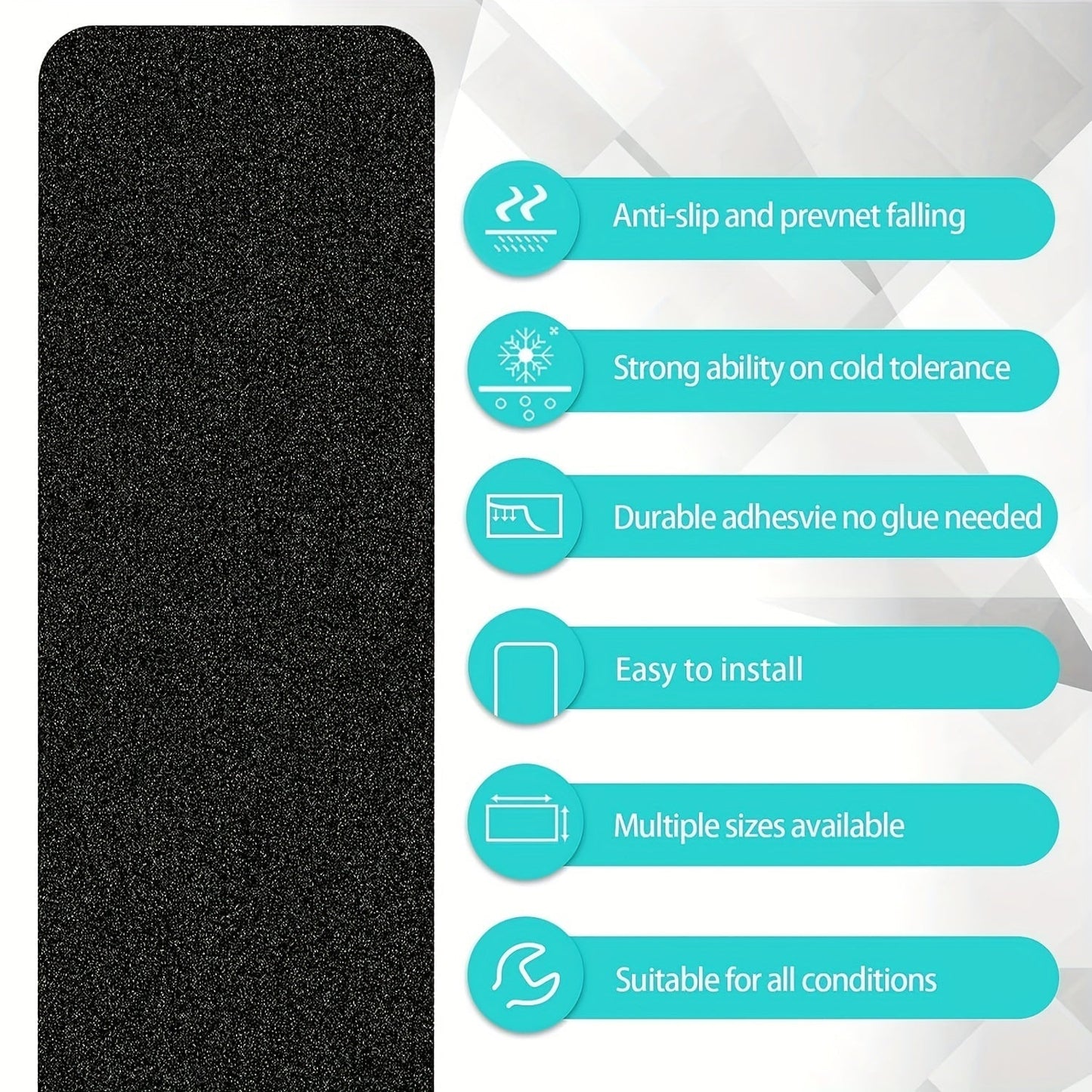 Wearclo | Slip-Resistant Stair Treads 10-pack – 6"x24", 80-Grit, Weather-Resistant
