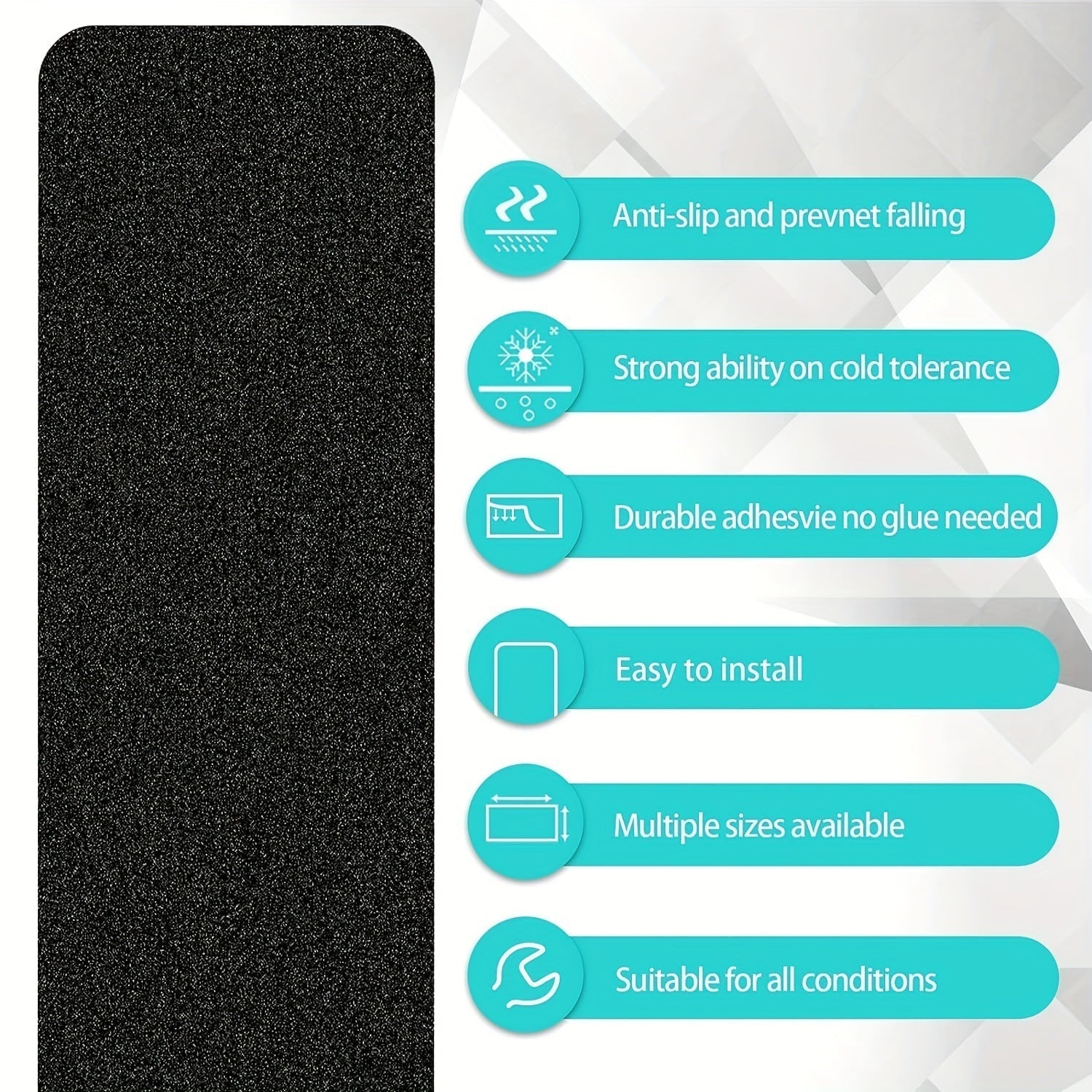 Wearclo | Slip-Resistant Stair Treads 10-pack – 6"x24", 80-Grit, Weather-Resistant