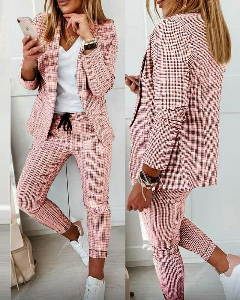 Wearclo Suit Set Modern Two-Piece with Wide Pants Tailored Blazer Jacket