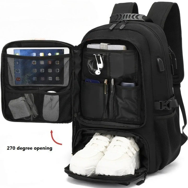Wearclo | Tech Trek Pro 50-80L – The ultimate backpack with USB charging | Durable and spacious