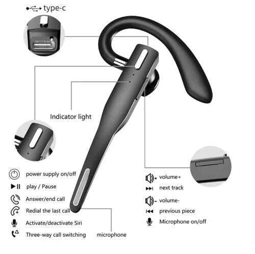 Wearclo | Trucker Dual Mic Wireless Bluetooth 5.1 Noise Cancelling Headset/Earphones