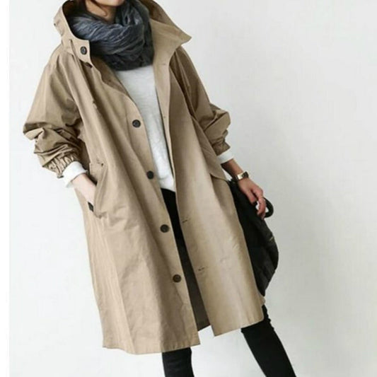 Wearclo | Waterproof and windproof trench coat for women with hood