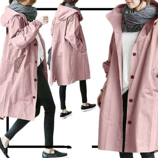 Wearclo | Waterproof and windproof trench coat for women with hood