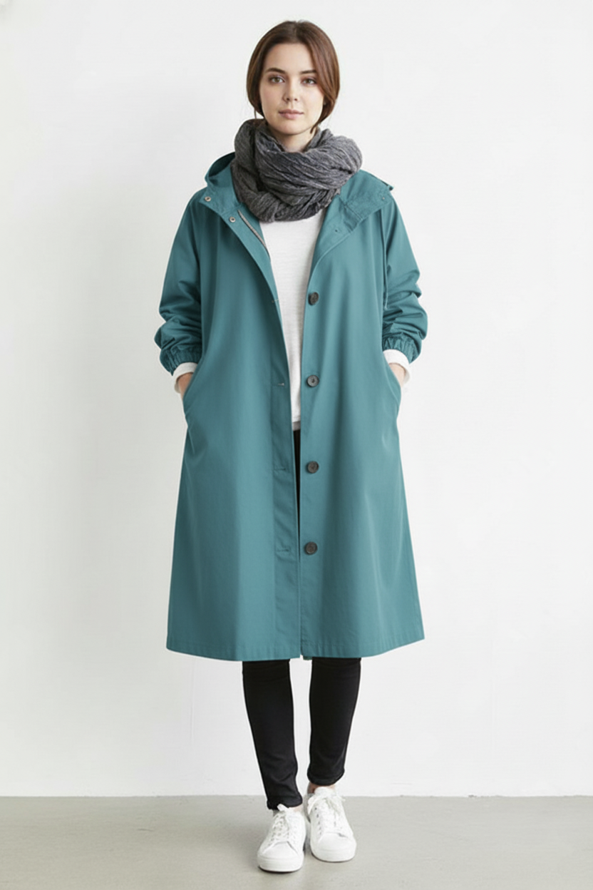 Wearclo | Wind and Waterproof Trench Coat for Women – With Hood for Autumn & Winter