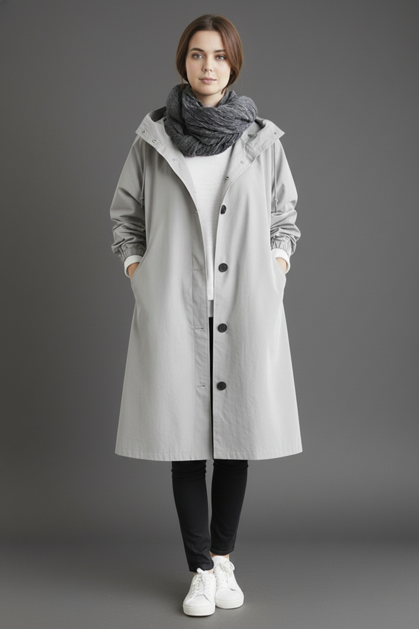 Wearclo | Wind and Waterproof Trench Coat for Women – With Hood for Autumn & Winter