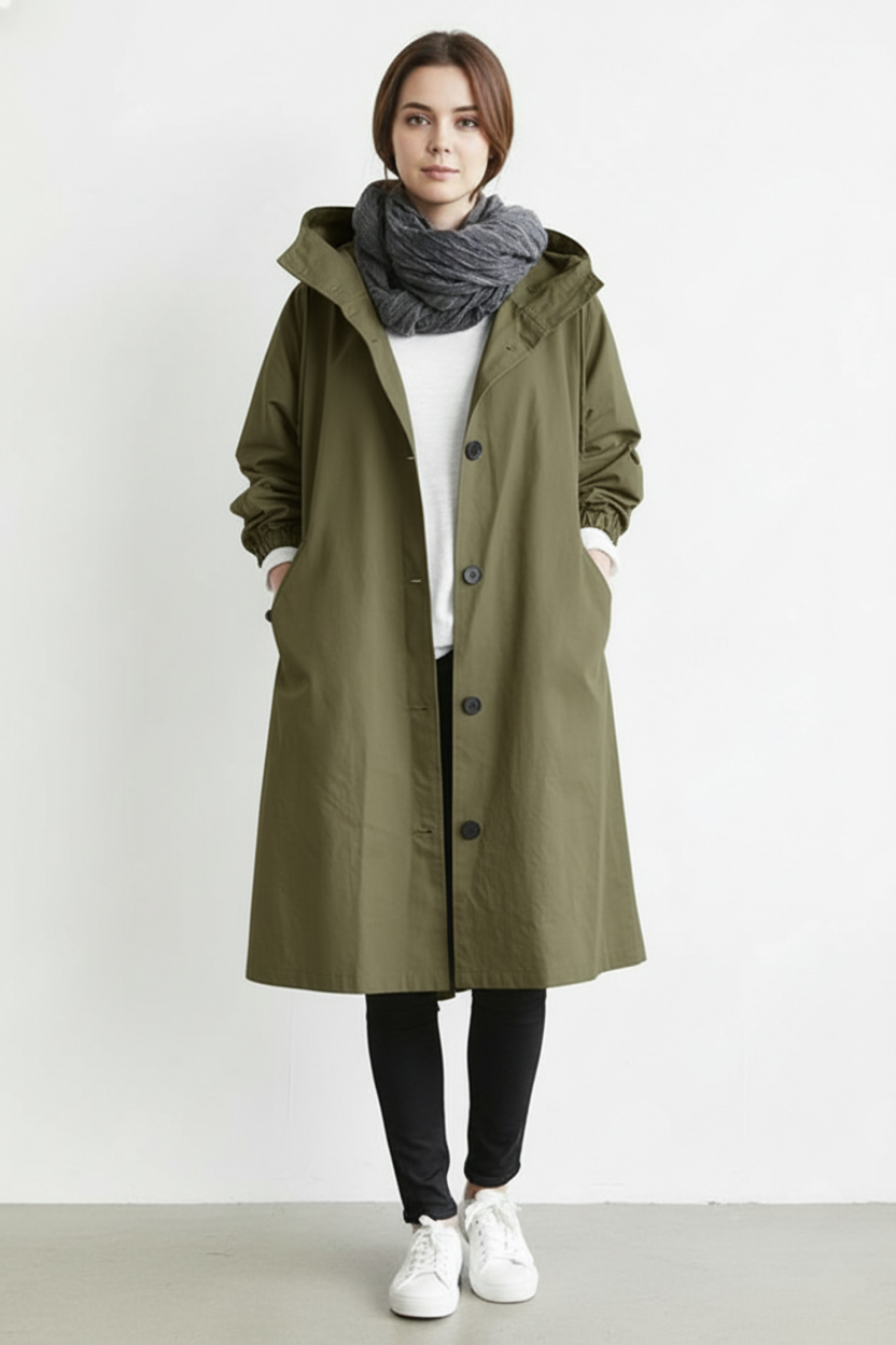 Wearclo | Wind and Waterproof Trench Coat for Women – With Hood for Autumn & Winter