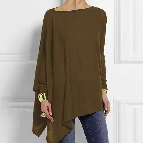 Wearclo | Women's Asymmetrical Long Sleeve Tunic Top
