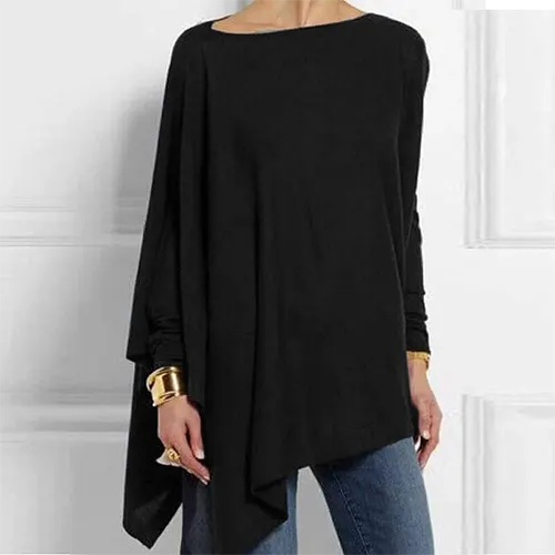 Wearclo | Women's Asymmetrical Long Sleeve Tunic Top