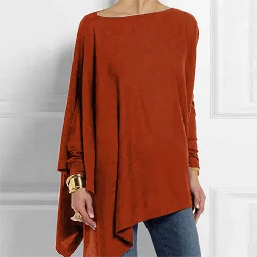 Wearclo | Women's Asymmetrical Long Sleeve Tunic Top
