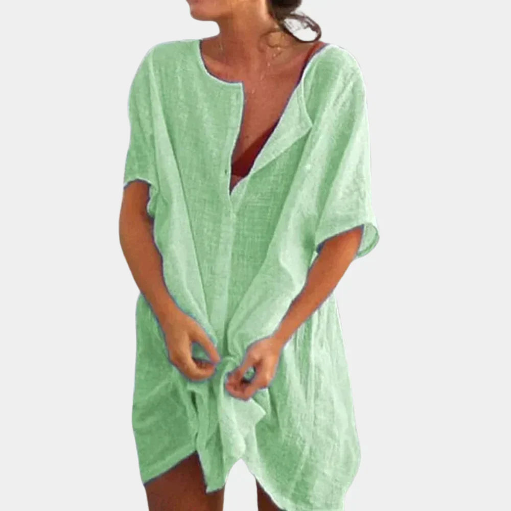 Wearclo | Women's Beach Cover-Up Shirt Dress Loose Fit