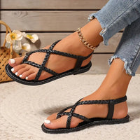 Wearclo | Comfortable Braided Strap Flat Sandals