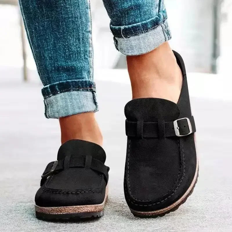 Wearclo | Women's Buckle Mule Flats