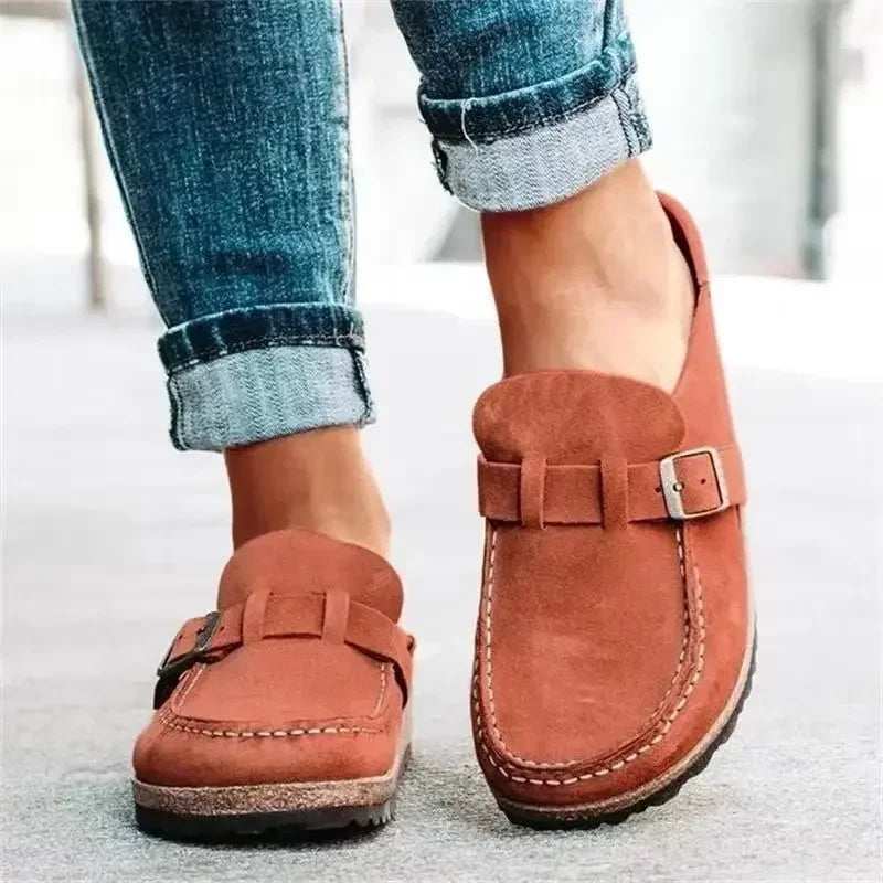 Wearclo | Women's Buckle Mule Flats