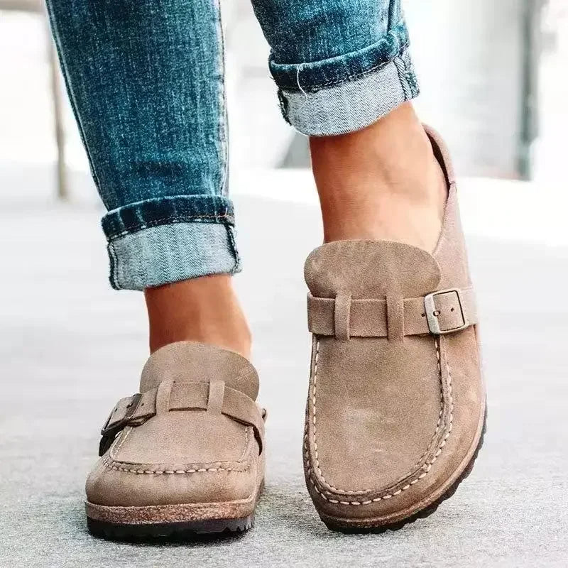 Wearclo | Women's Buckle Mule Flats