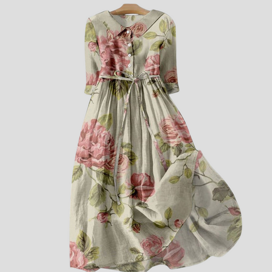 Wearclo | Women's Button-Front Midi Dress Floral Print