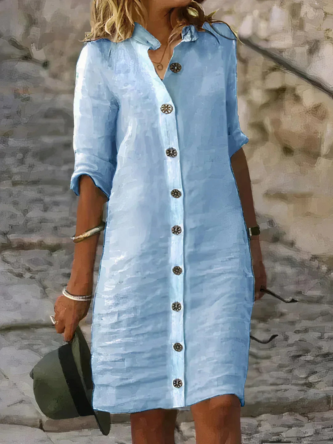 Wearclo | Women's Button-Front Midi Shirt Dress