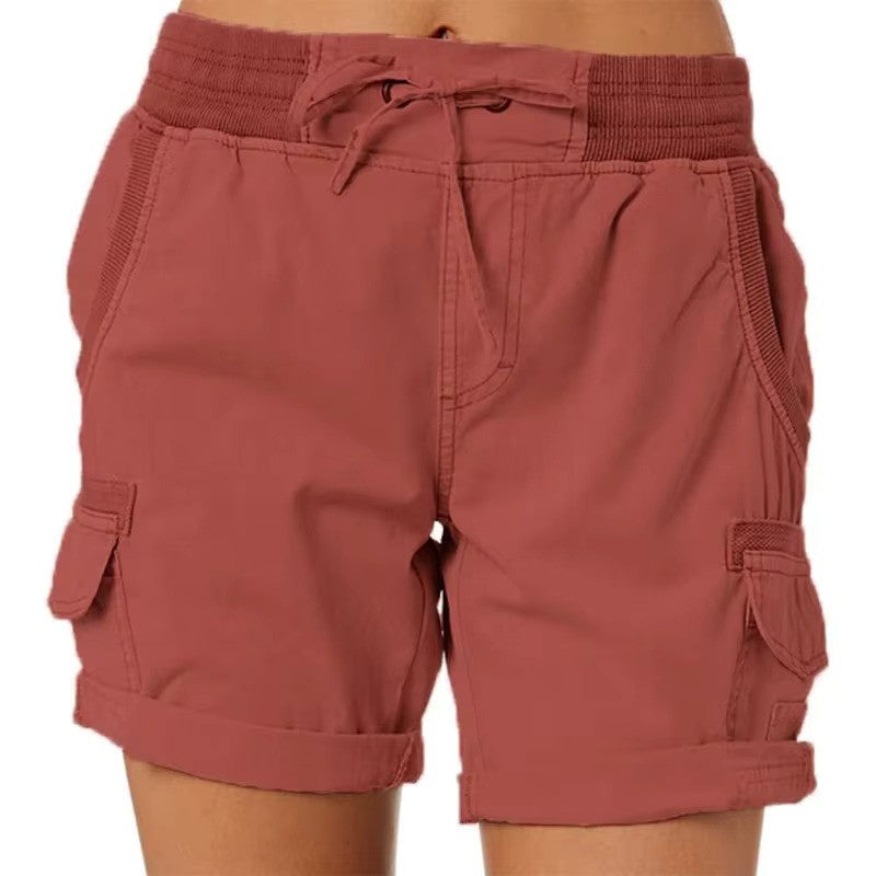 Wearclo | Women's Cargo Beach Shorts with Drawstring Waist