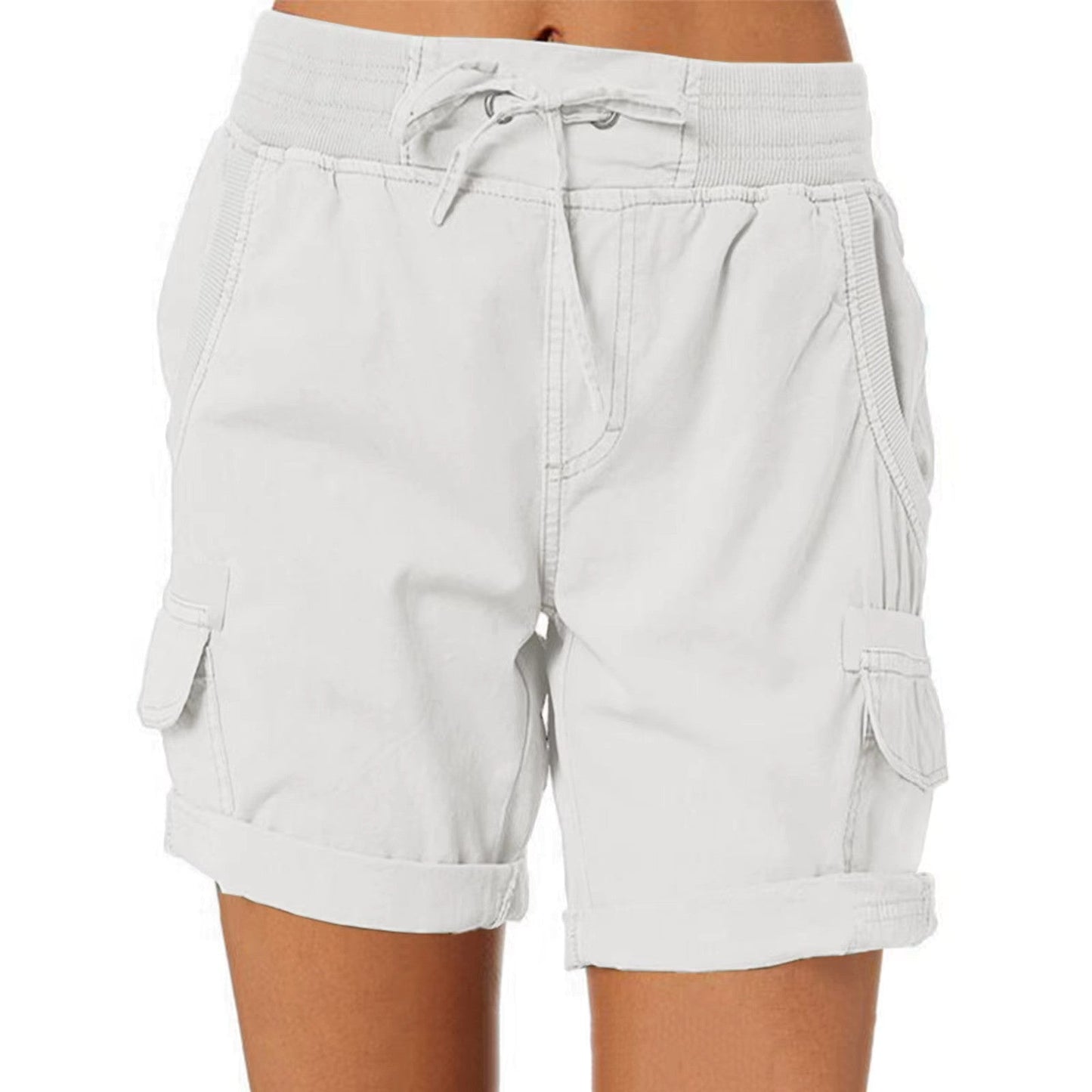 Wearclo | Women's Cargo Beach Shorts with Drawstring Waist