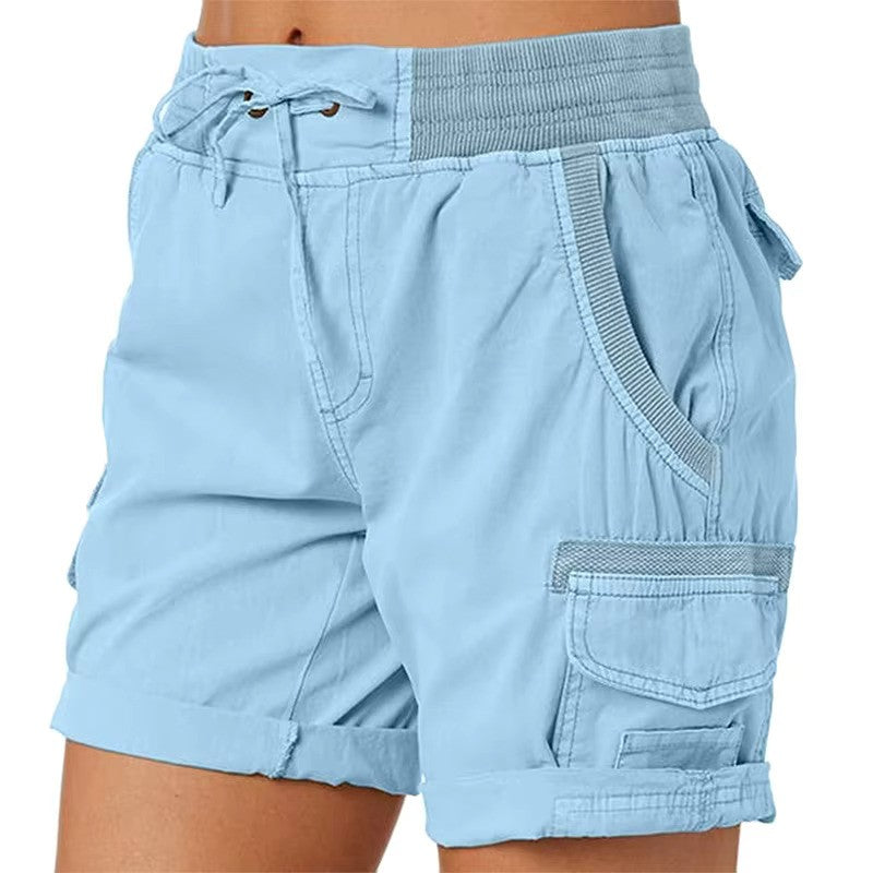 Wearclo | Women's Cargo Beach Shorts with Drawstring Waist