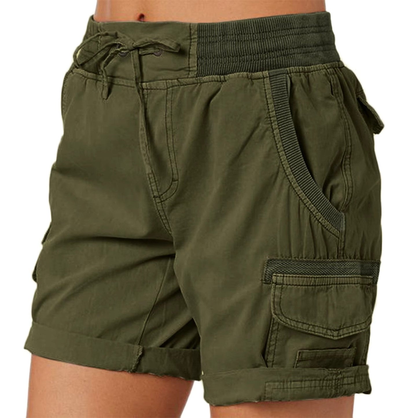 Wearclo | Women's Cargo Beach Shorts with Drawstring Waist