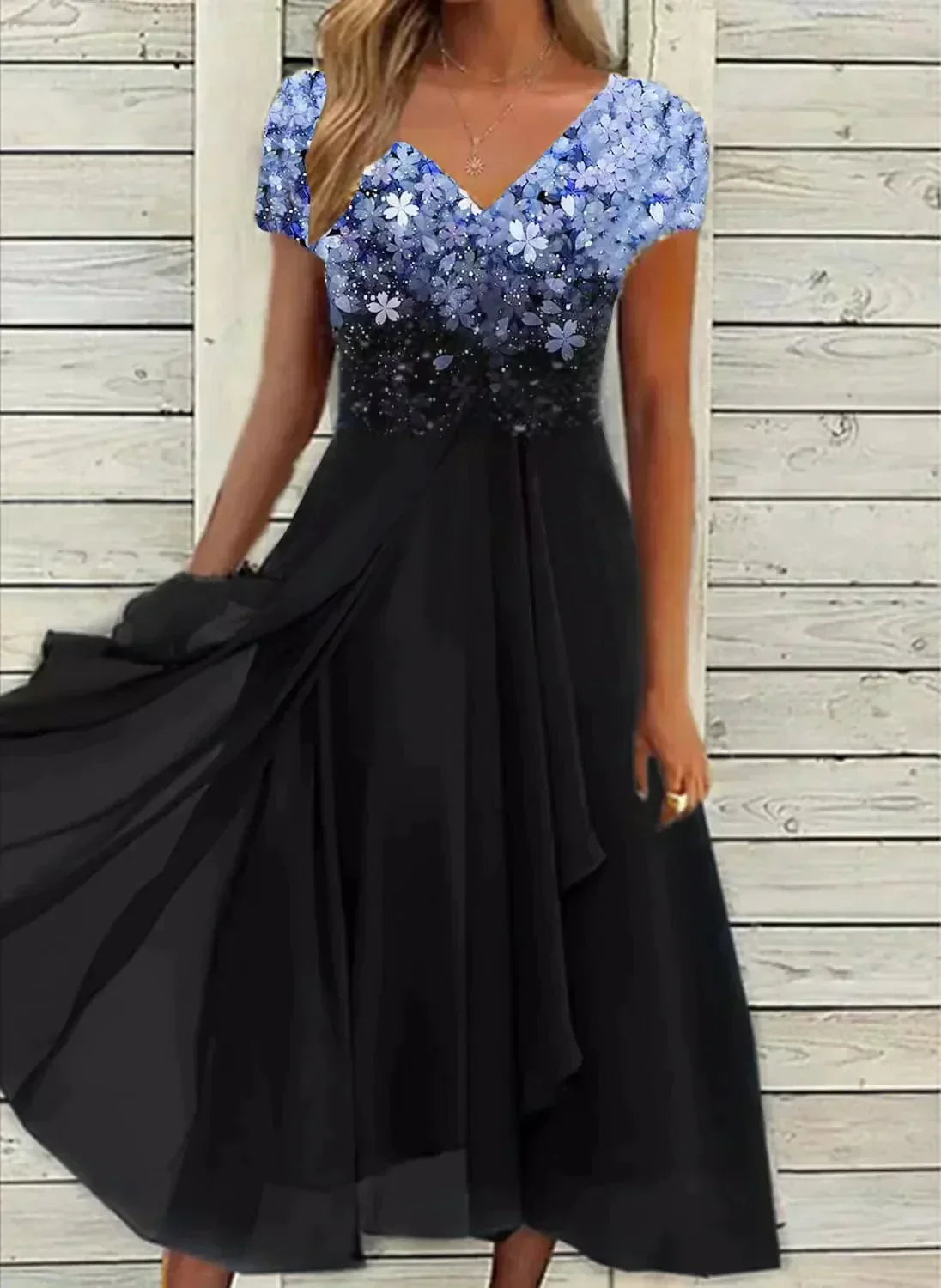 Wearclo | Women's Chiffon V-Neck Cocktail Dress