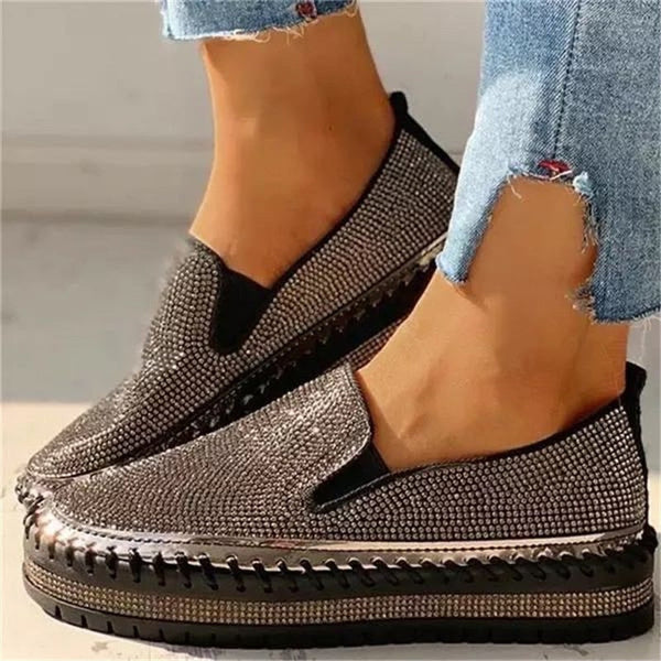 Wearclo | Women's Embellished Slip-On Sneakers