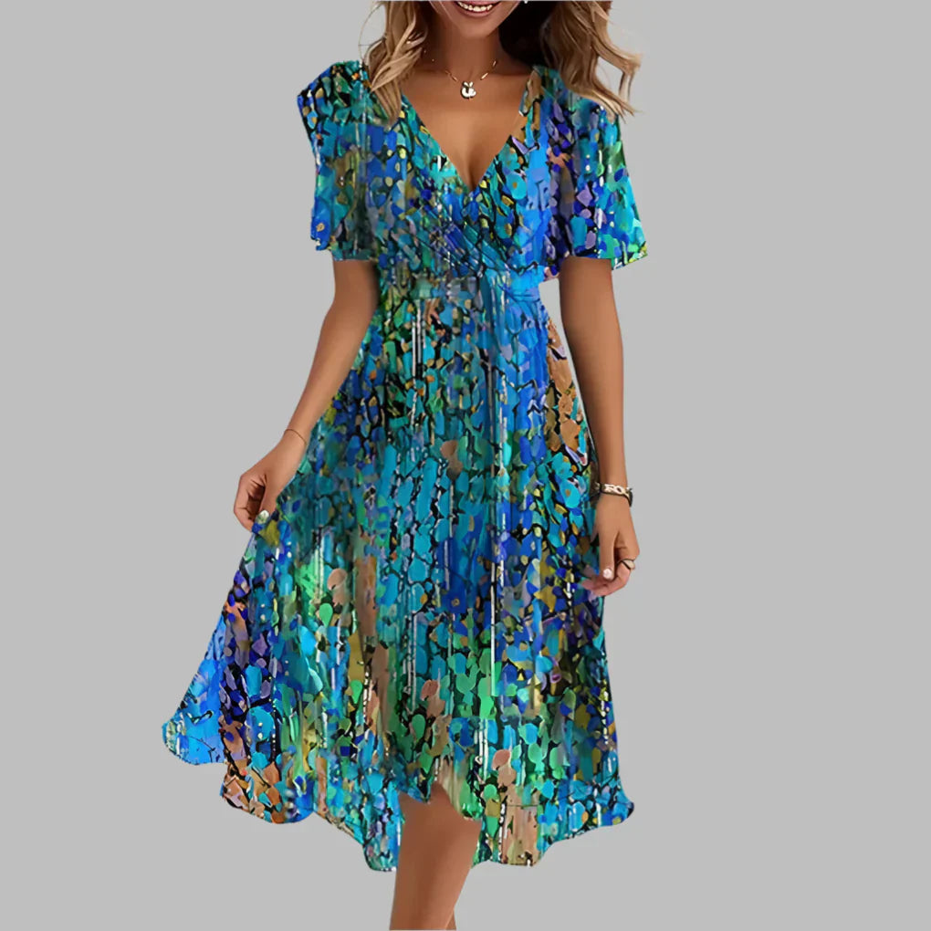 Wearclo | Women's Floral Midi Wrap Dress
