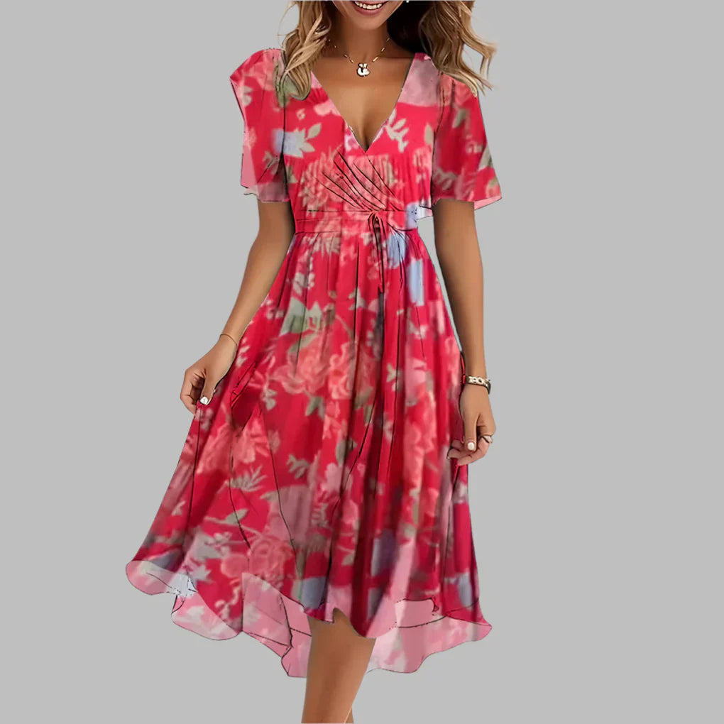 Wearclo | Women's Floral Midi Wrap Dress