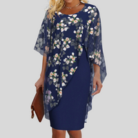 Women's Floral Overlay Midi Dress