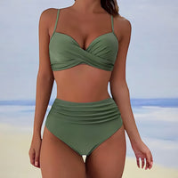 Wearclo | Women's High-Waisted Shirred Bikini