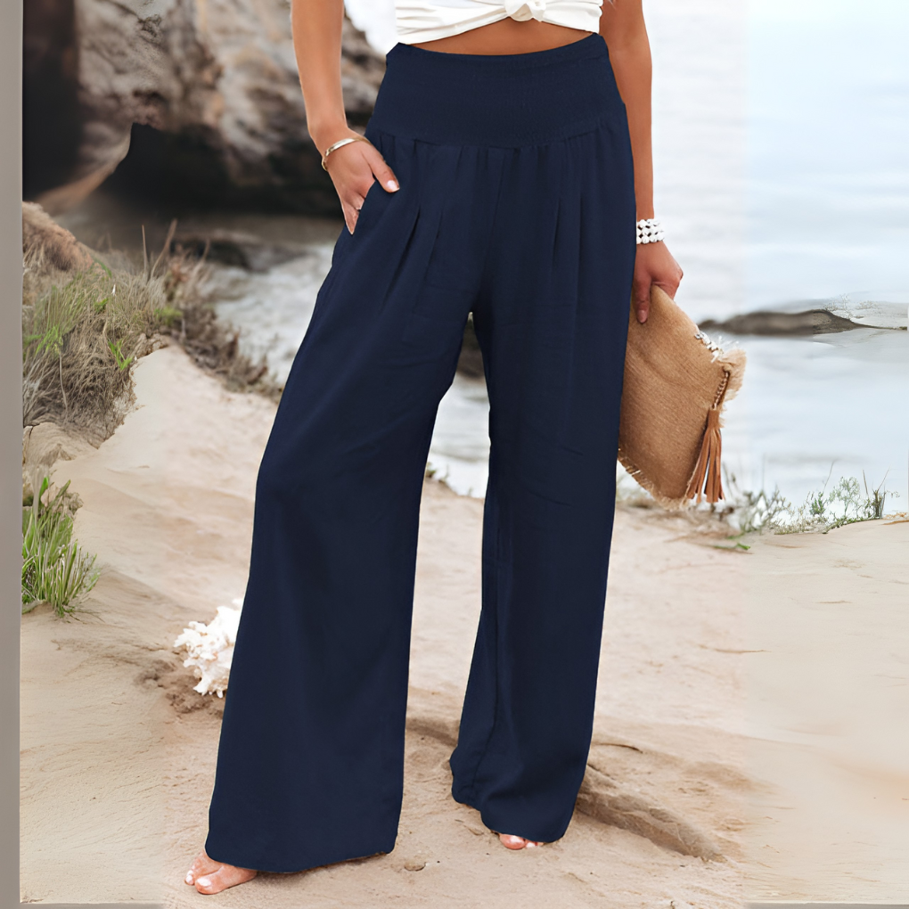 Wearclo | Women's High-Waisted Wide-Leg Trousers