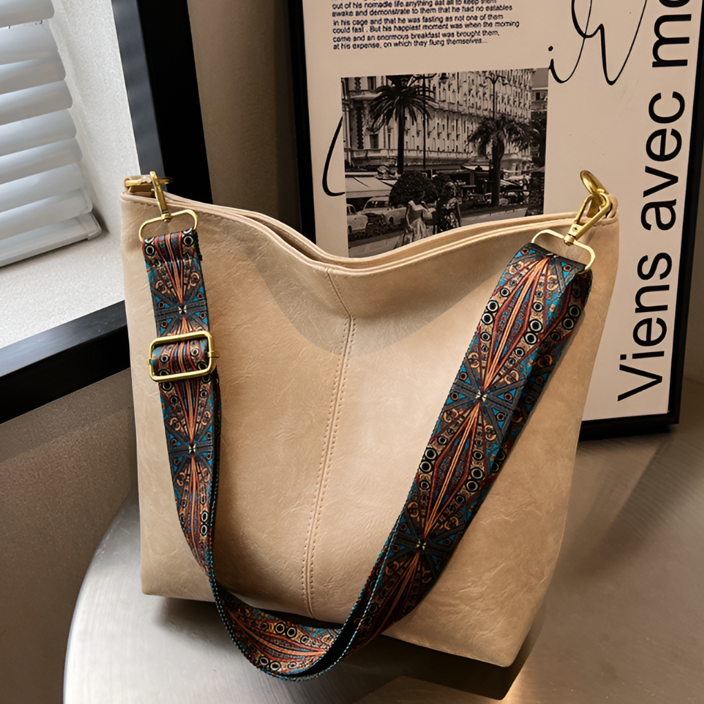 Wearclo | Women's Hobo Bag with Patterned Strap