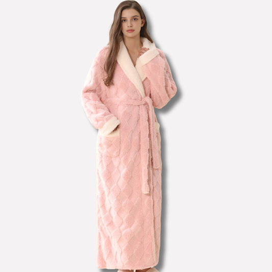Wearclo | Women's Hooded Plush Bathrobe Ankle Length Robe