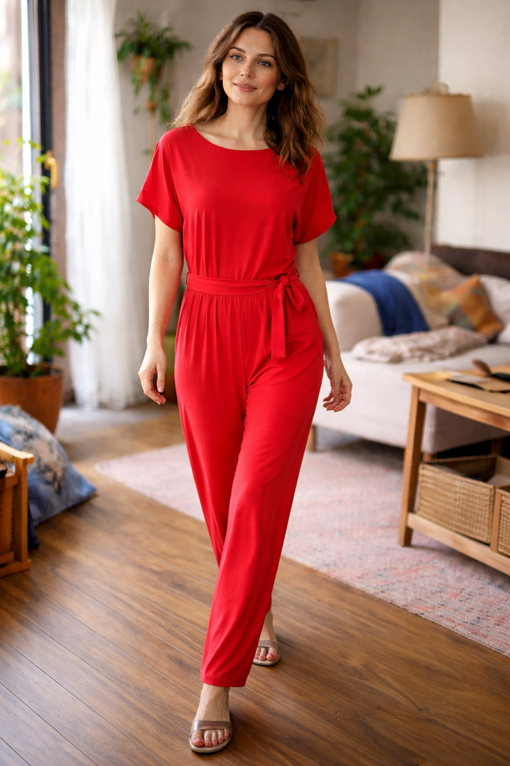 Wearclo | Women's Jumpsuit Wide Cut with Belt