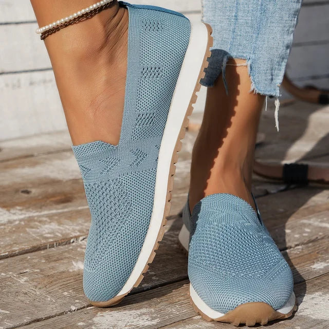 Wearclo | Women's Knit Slip-On Loafers with Comfort Design