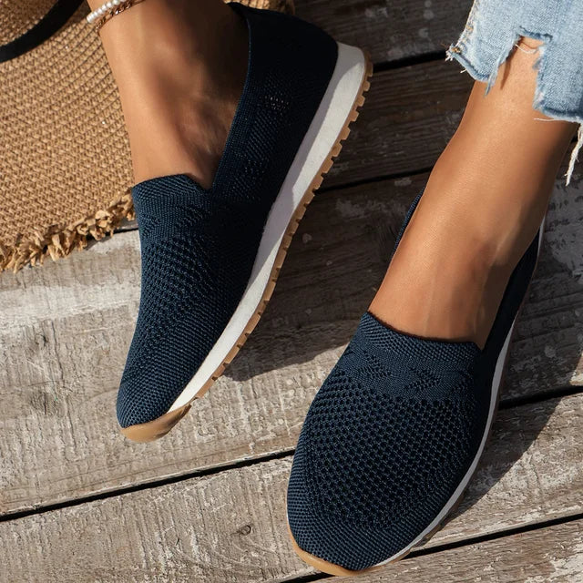 Wearclo | Women's Knit Slip-On Loafers with Comfort Design