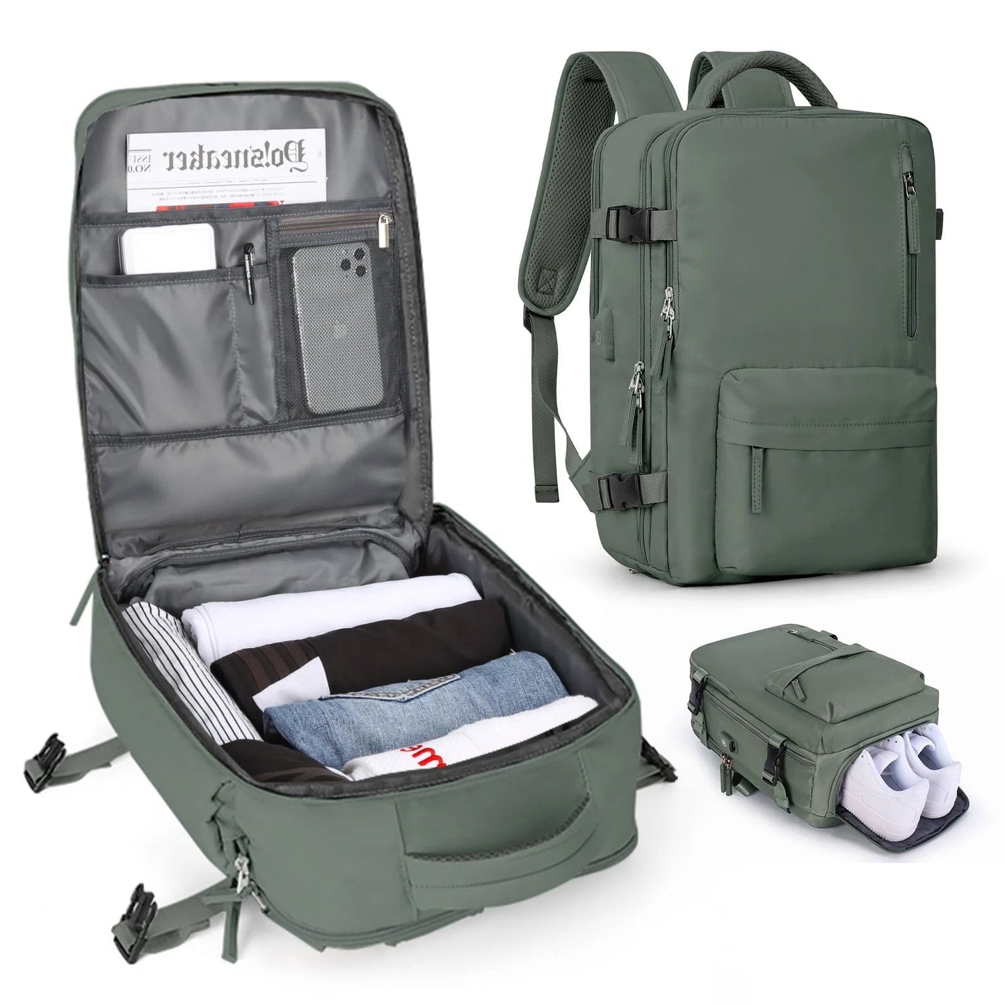 Wearclo | Women's Large Travel Backpack Water-Resistant Hiking Backpack