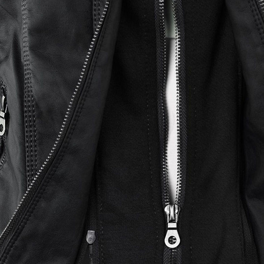 Wearclo - Women's Leather Jacket with Hood
