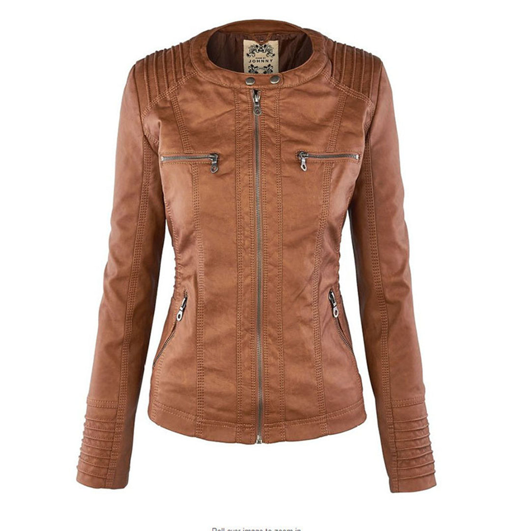Wearclo - Women's Leather Jacket with Hood