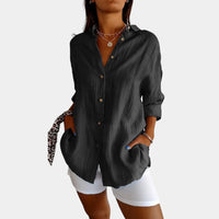 Wearclo | Women's Airy Linen Blend Button-Down Shirt