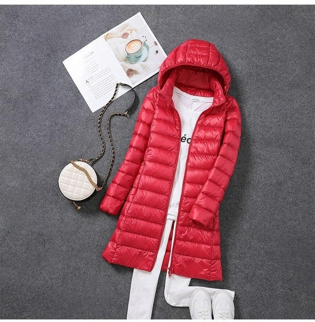 Wearclo | Women's Long Hooded Puffer Jacket