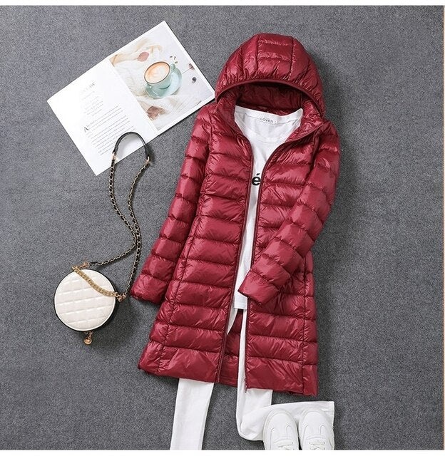 Wearclo | Women's Long Hooded Puffer Jacket
