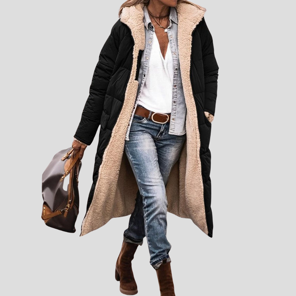 Wearclo | Women's Long Puffer Coat with Teddy Lining