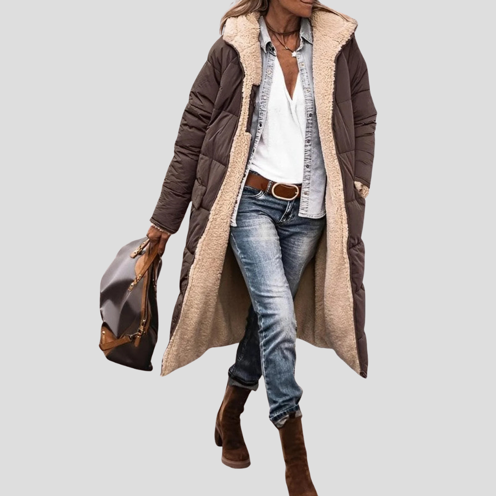 Wearclo | Women's Long Puffer Coat with Teddy Lining
